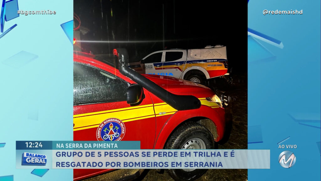 GRUPO DE 5 PESSOAS SE PERDE EM TRILHA E É RESGATADO POR BOMBEIROS EM SERRANIA