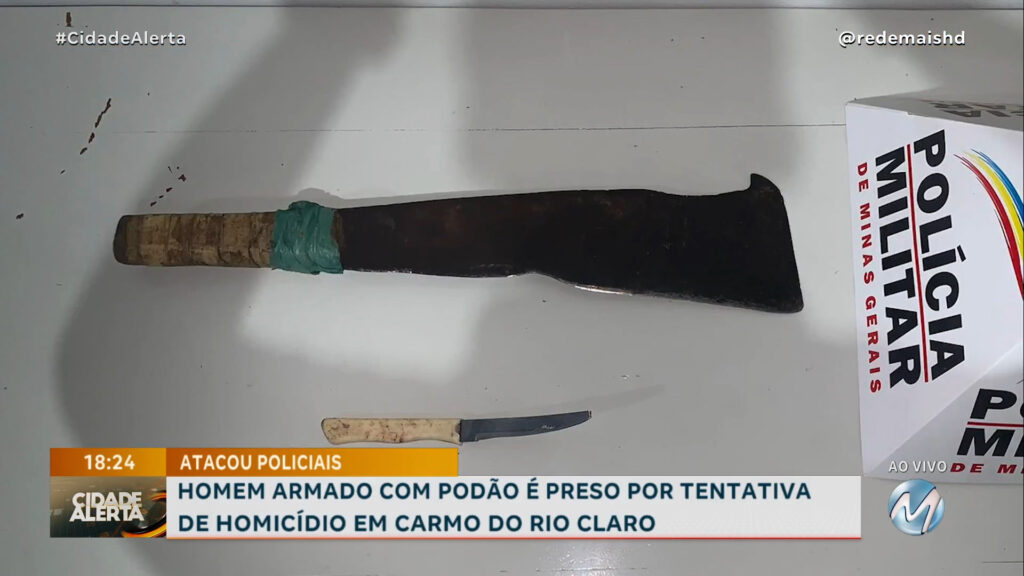 HOMEM ARMADO COM PODÃO É BALEADO E PRESO APÓS AMEAÇAR POLICIAIS