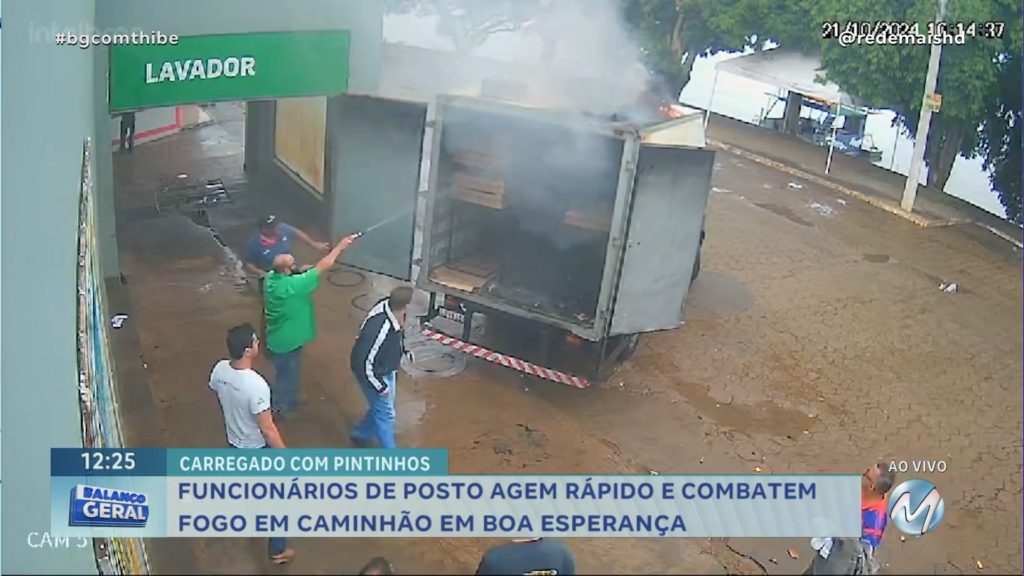 FUNCIONÁRIOS DE POSTO A COMBATEM FOGO EM CAMINHÃO EM BOA ESPERANÇA