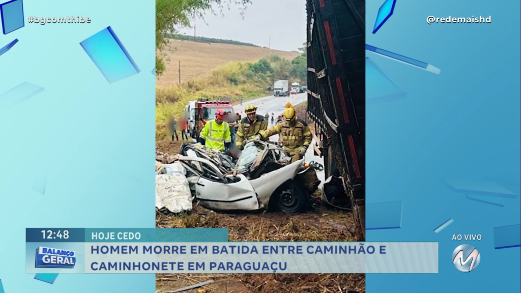 HOMEM MORRE EM BATIDA ENTRE CAMINHÃO E CAMINHONETE EM PARAGUAÇU