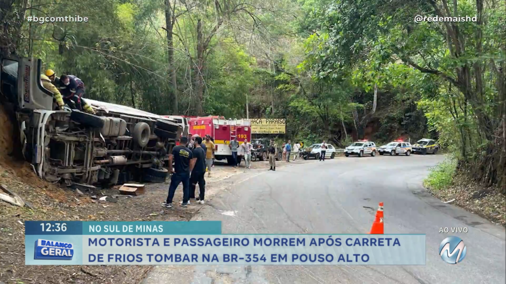 MOTORISTA E PASSAGEIRO MORREM APÓS CAMINHÃO TOMBAR NA BR-354