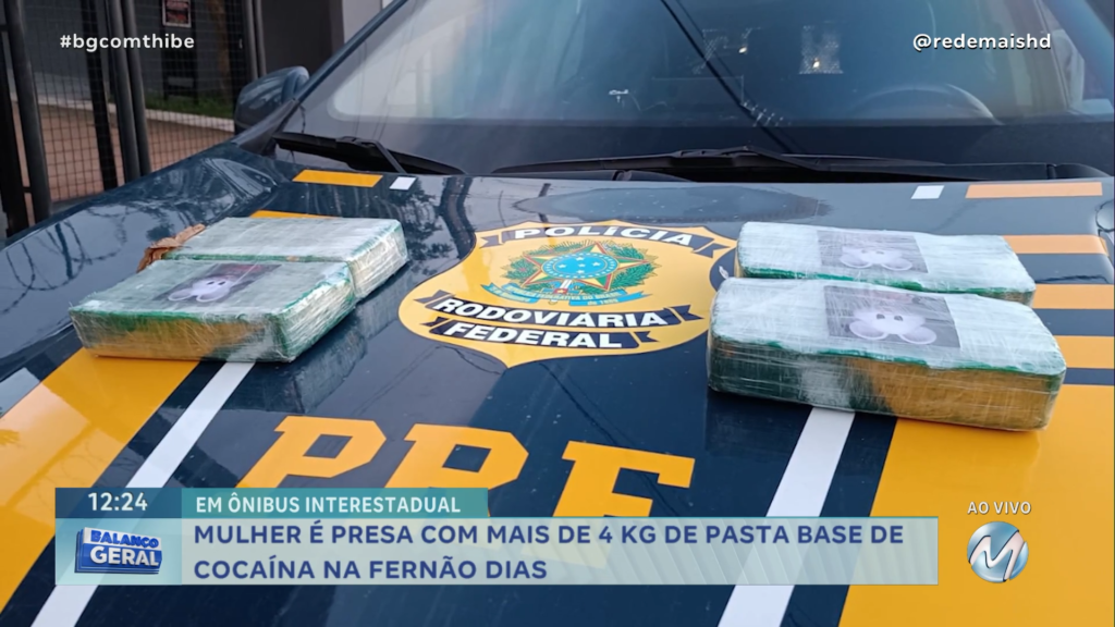 MULHER É PRESA COM MAIS DE 4 KG DE PASTA BASE DE COCAÍNA NA FERNÃO DIAS