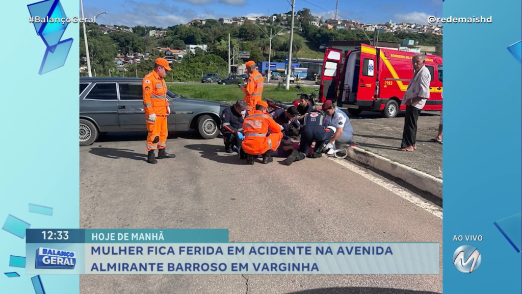 MULHER FICA FERIDA EM ACIDENTE NA AVENIDA ALMIRANTE BARROSO EM VARGINHA