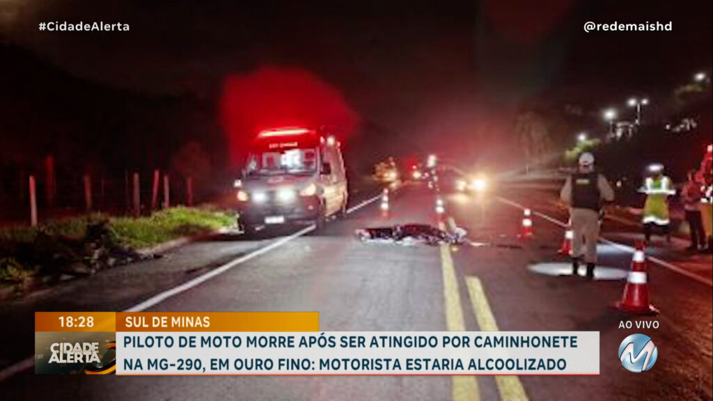 PILOTO DE MOTO MORRE APÓS SER ATINGIDO POR CAMINHONETE NA MG-290: MOTORISTA ESTARIA ALCOOLIZADO