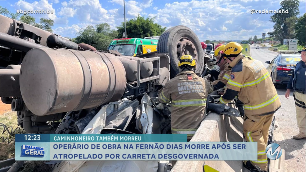 OPERÁRIO DE OBRA NA FERNÃO DIAS MORRE APÓS SER ATROPELADO POR CARRETA DESGOVERNADA