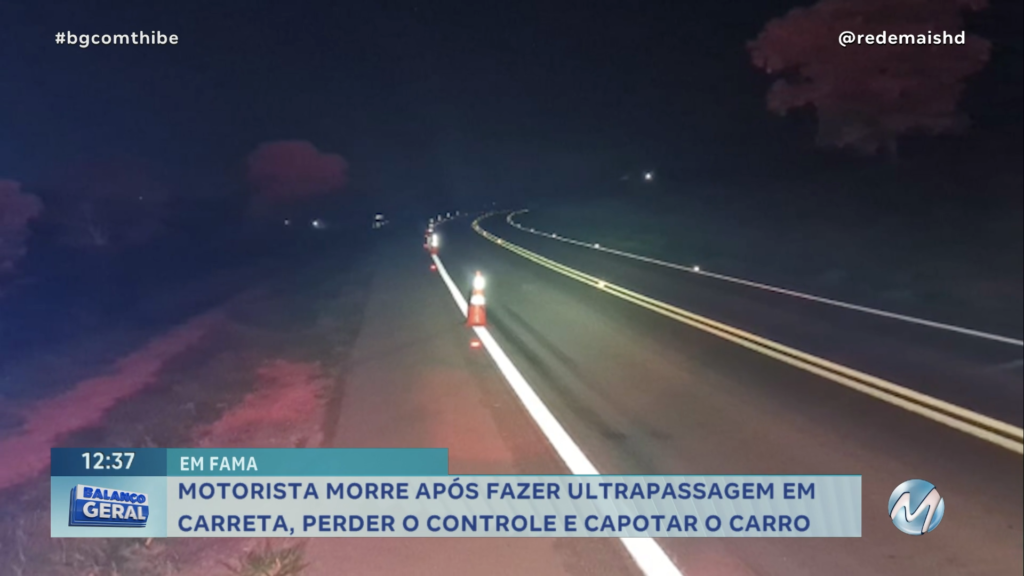 MOTORISTA MORRE APÓS FAZER ULTRAPASSAGEM EM CARRETA, PERDER O CONTROLE E CAPOTAR O CARRO