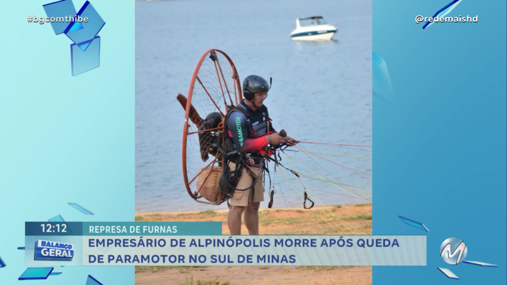 PILOTO DE PARAMOTOR MORRE APÓS EQUIPAMENTO PARAR E VÍTIMA CAIR NO LAGO DE FURNAS