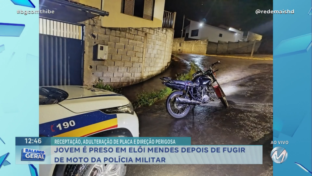 JOVEM É PRESO EM ELÓI MENDES DEPOIS DE FUGIR DE MOTO DA POLÍCIA MILITAR