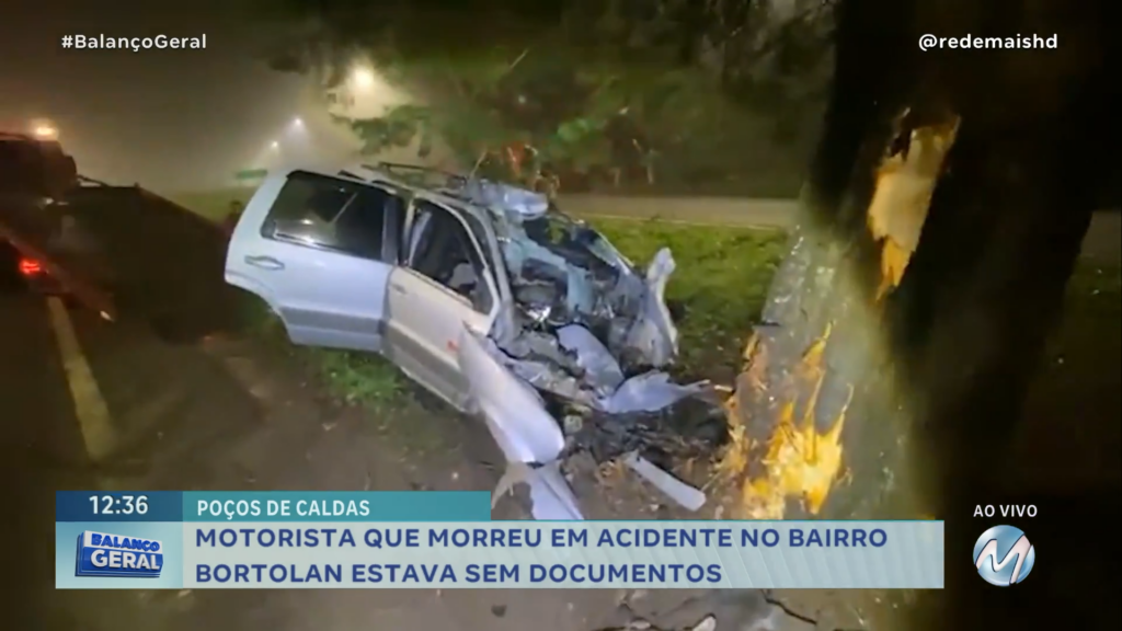 MOTORISTA MORRE APÓS BATER CARRO EM ÁRVORE  EM POÇOS DE CALDAS