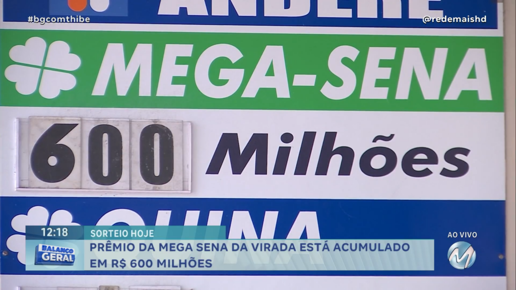PRÊMIO DA MEGA SENA DA VIRADA ESTÁ ACUMULADO EM R$ 600 MILHÕES