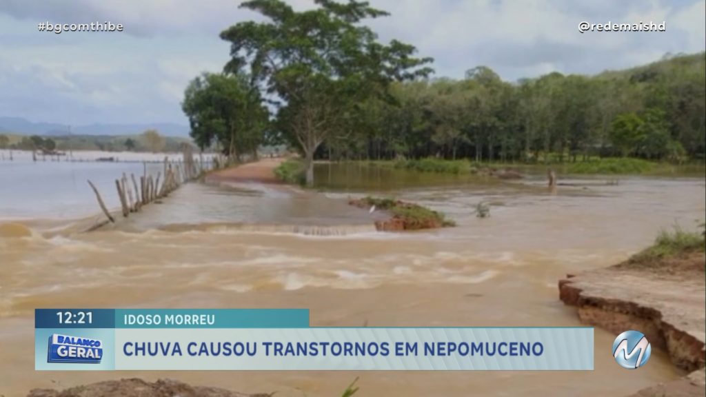 IDOSO MORRE APÓS CARRO SER ARRASTADO EM ESTRADA QUE FICOU ALAGADA EM NEPOMUCENO