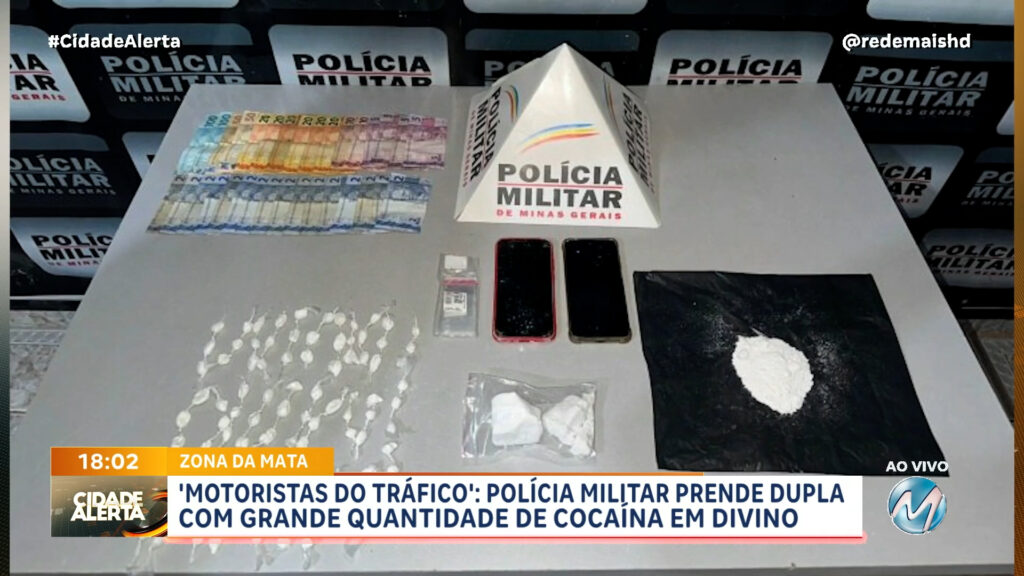 ‘MOTORISTAS DO TRÁFICO’: POLÍCIA MILITAR PRENDE DUPLA COM GRANDE QUANTIDADE DE COCAÍNA EM DIVINO