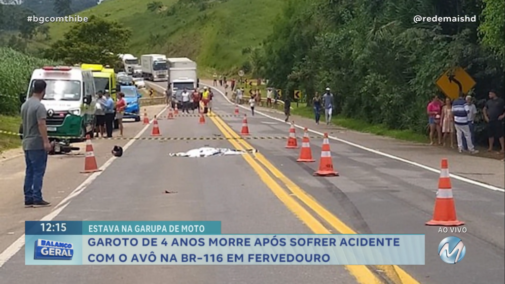 GAROTO DE 4 ANOS MORRE CAIR DE GARUPA DE MOTO NA BR-116 EM FERVEDOURO