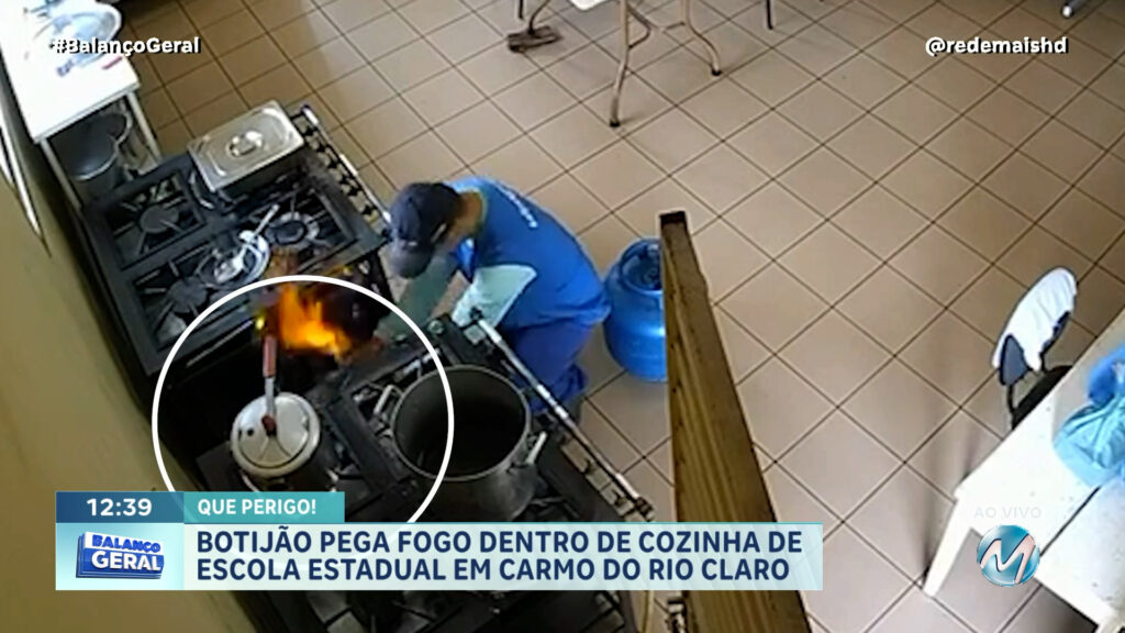 BOTIJÃO PEGA FOGO DENTRO DE COZINHA DE ESCOLA ESTADUAL EM CARMO DO RIO CLARO