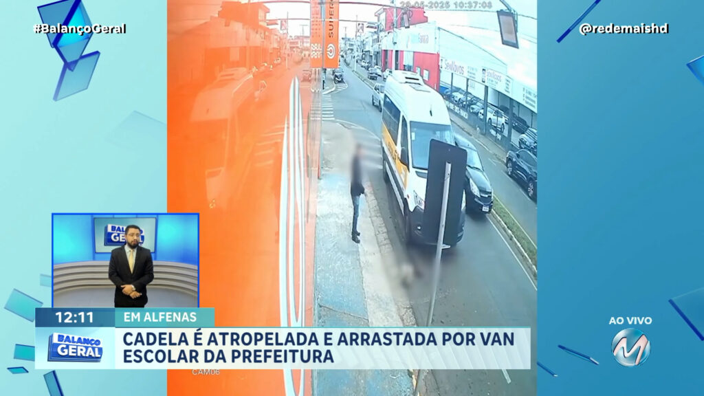 EM ALFENAS: CADELA É ATROPELADA E ARRASTADA POR VAN ESCOLAR DA PREFEITURA