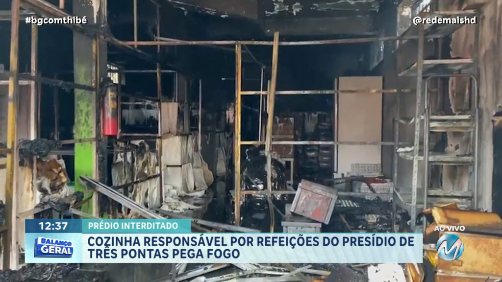 TRÊS PONTAS | Incêndio destrói cozinha utilizada por empresa que fornece refeições para presídio