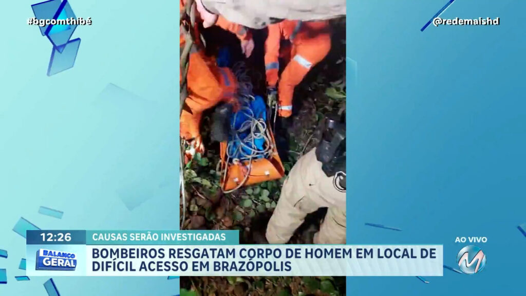 BOMBEIROS RESGATAM CORPO DE HOMEM EM LOCAL DE DIFÍCIL ACESSO EM BRAZÓPOLIS
