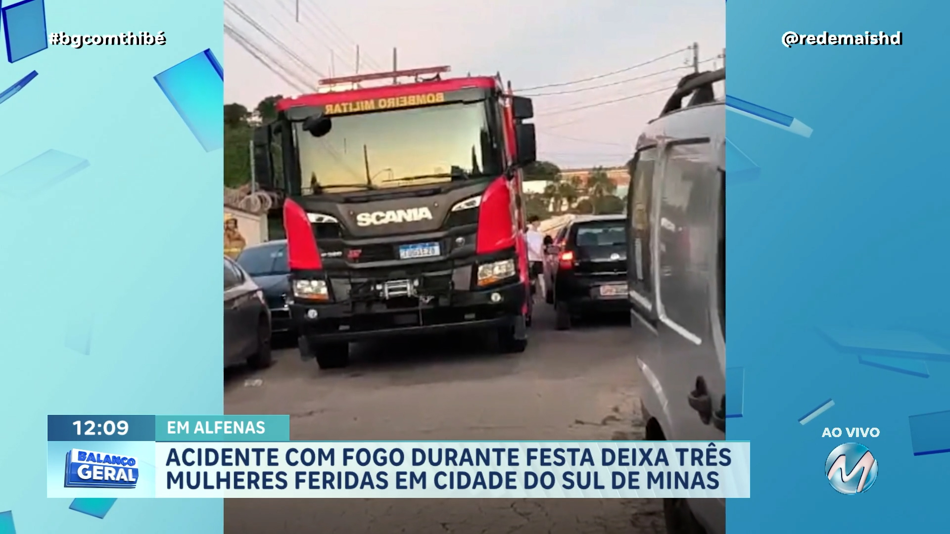 ACIDENTE COM FOGO DURANTE FESTA DEIXA TRÊS MULHERES FERIDAS EM CIDADE DO SUL DE MINAS
