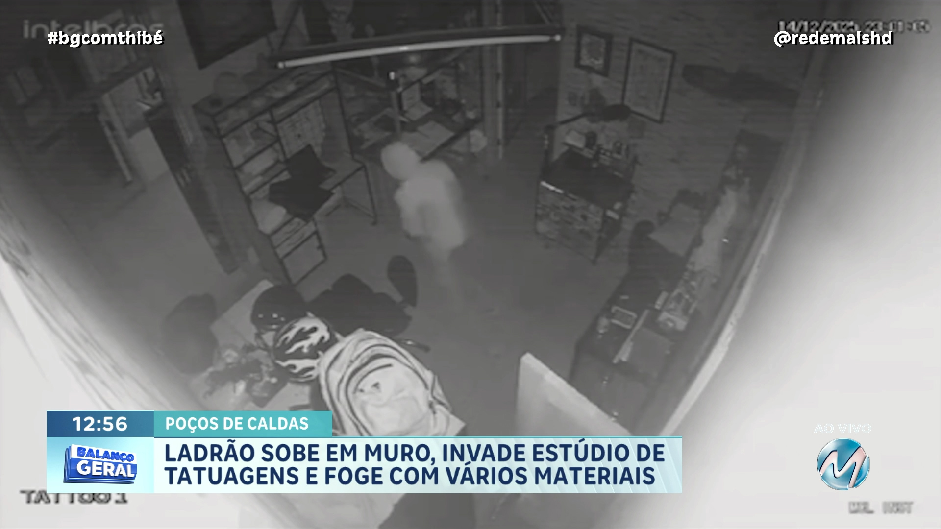 LADRÃO SOBE EM MURO, INVADE ESTÚDIO DE TATUAGENS E FOGE COM VÁRIOS MATERIAIS