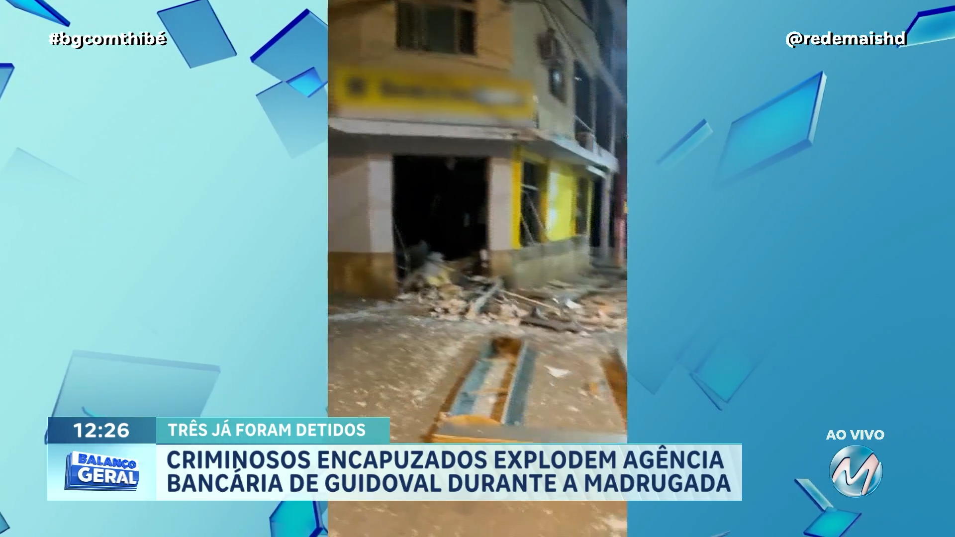 CRIMINOSOS EXPLODEM BANCO DURANTE A MADRUGADA NO CENTRO DE GUIDOVAL