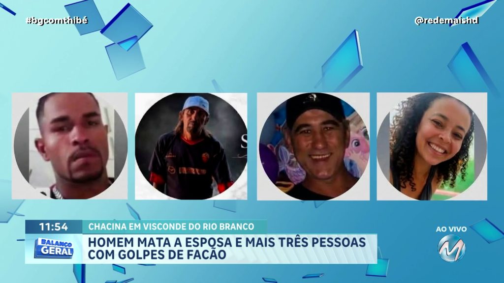 CHACINA EM VISCONDE DO RIO BRANCO: HOMEM MATA A ESPOSA E MAIS TRÊS PESSOAS COM GOLPES DE FACÃO E É MORTO PELA PM