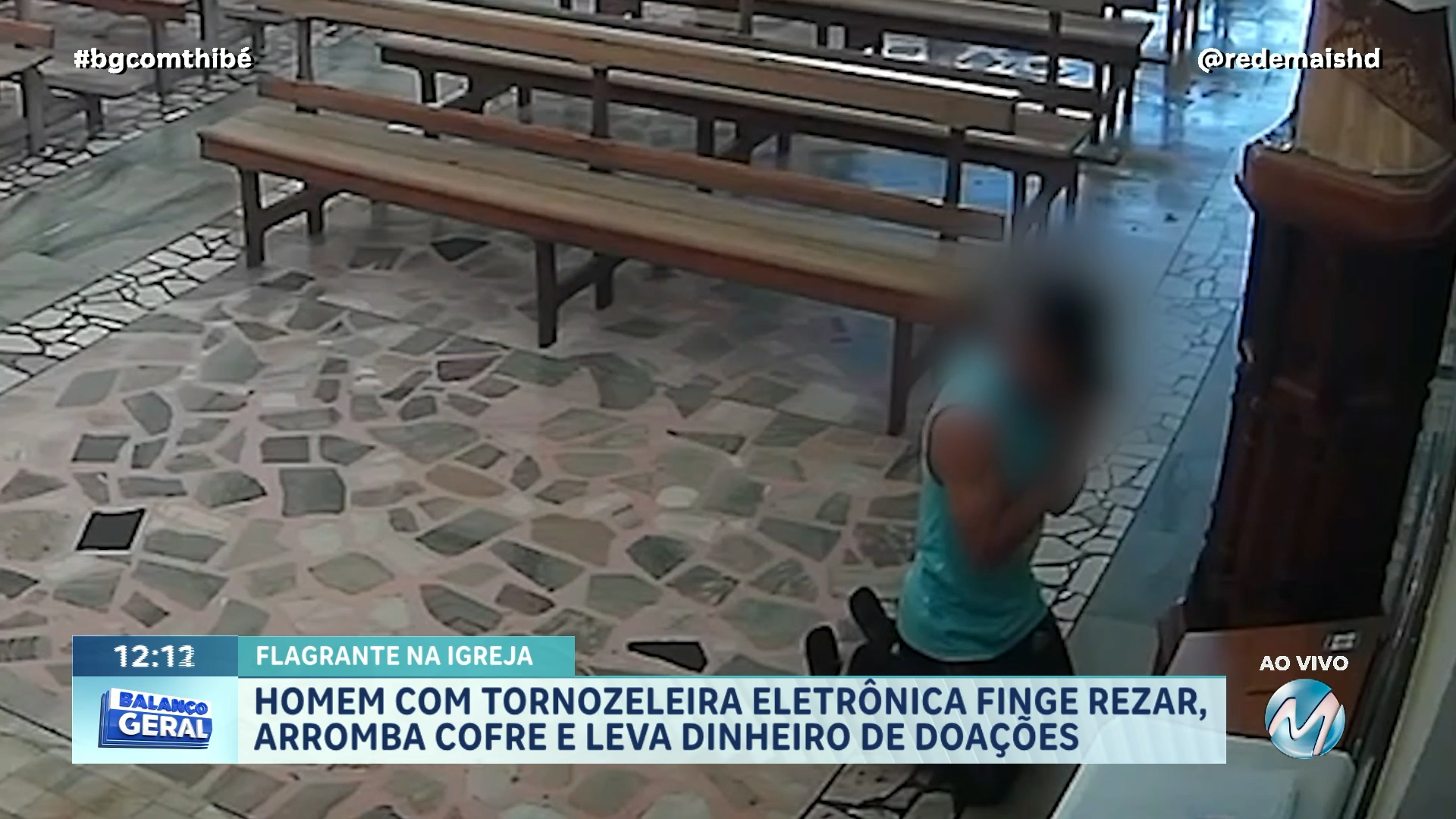 HOMEM COM TORNOZELEIRA ELETRÔNICA FINGE REZAR, ARROMBA COFRE E LEVA DINHEIRO DE DOAÇÕES EM IGREJA DE CARMO DO RIO CLARO
