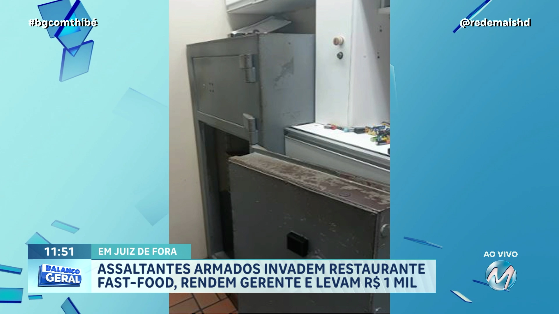 ASSALTANTES ARMADOS INVADEM RESTAURANTE FAST-FOOD, RENDEM GERENTE E LEVAM R$ 1 MIL EM JUIZ DE FORA