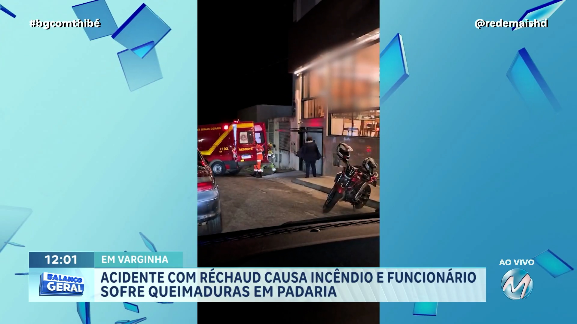 FUNCIONÁRIO SOFRE QUEIMADURAS APÓS EXPLOSÃO DE RÉCHAUD EM PADARIA DE VARGINHA