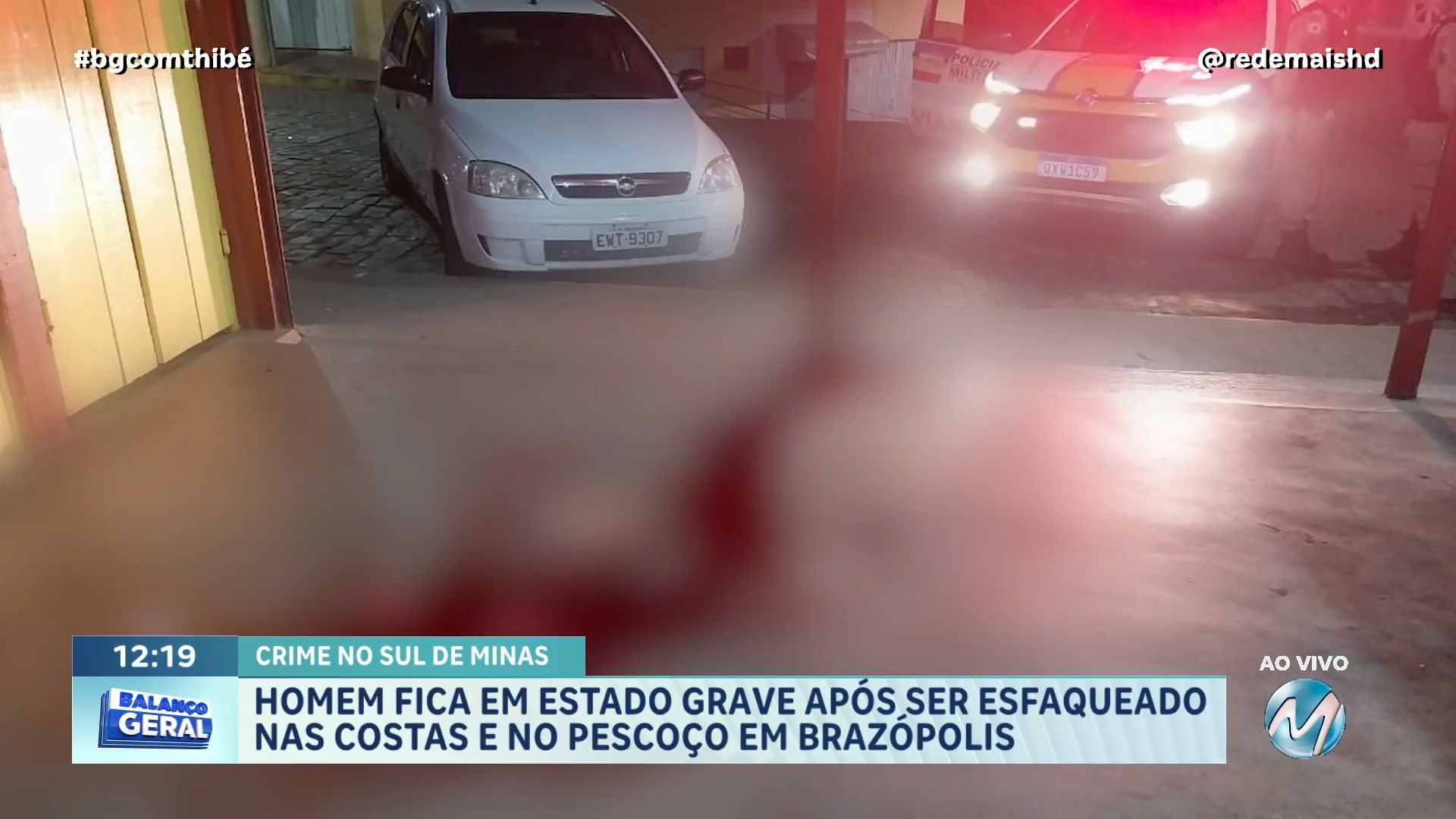 HOMEM É ESFAQUEADO EM ESTADO GRAVÍSSIMO EM FRENTE A LANCHONETE NO CENTRO DE BRAZÓPOLIS