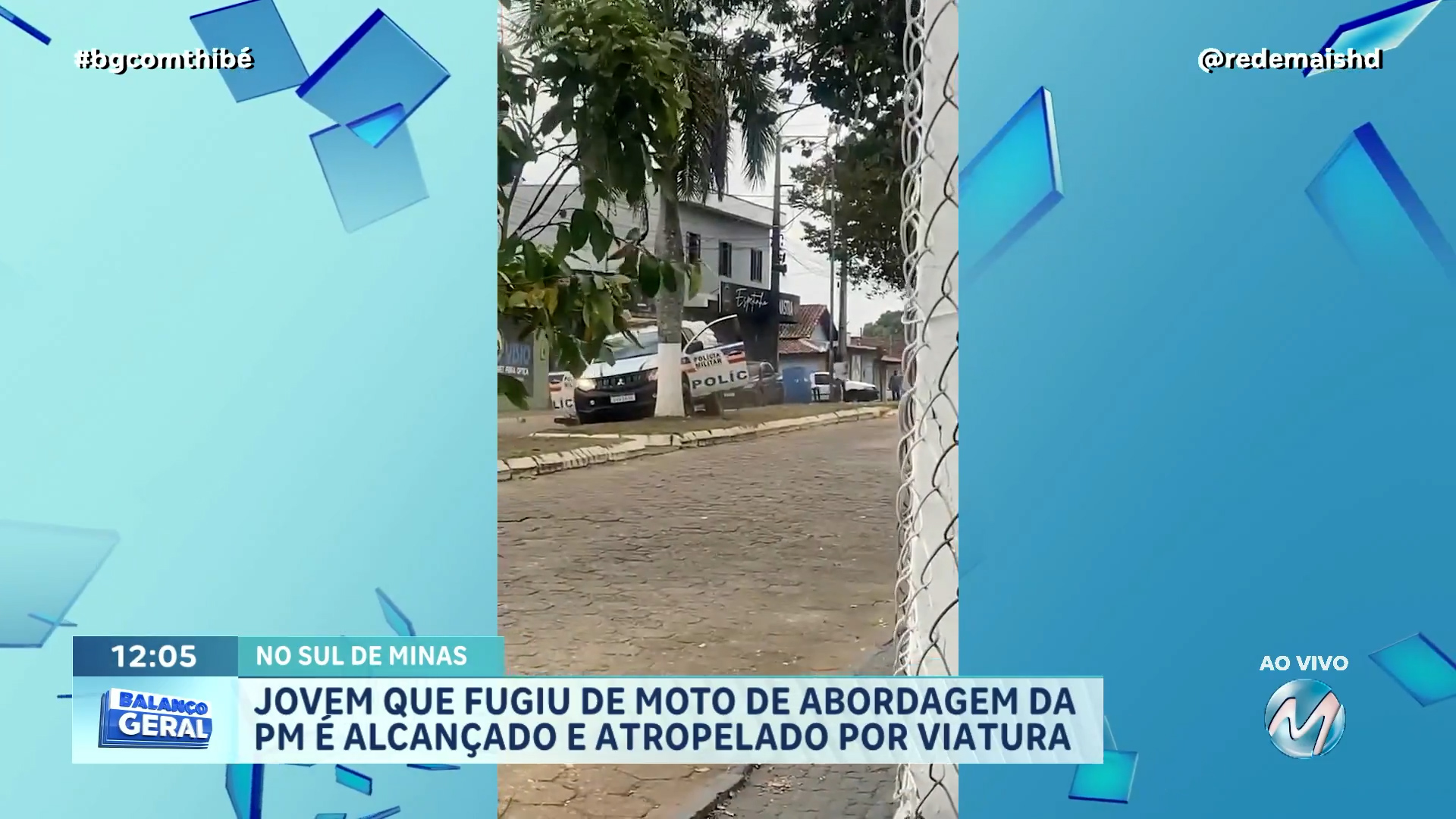 VIATURA DA POLÍCIA MILITAR ATROPELA MOTOCICLISTA SEM CAPACETE DURANTE PERSEGUIÇÃO NO SUL DE MINAS
